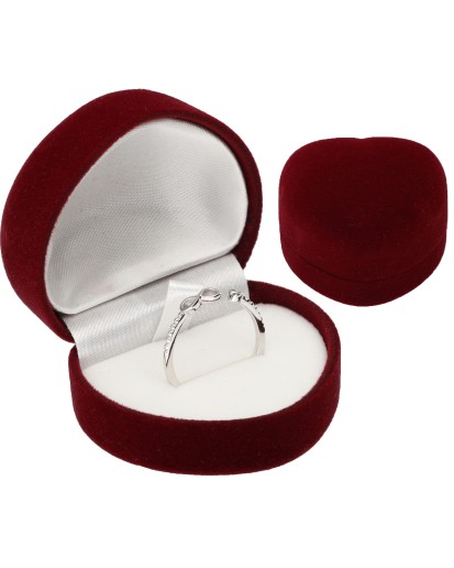 PUDEŁECZKO WELUROWE BORDOWE NA PIERŚCIONEK KOLCZYKI SERCE