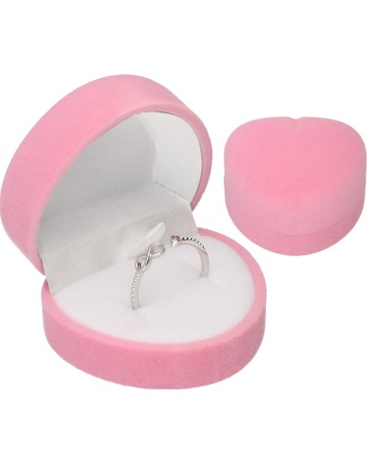 PUDEŁECZKO WELUROWE RÓŻOWE NA PIERŚCIONEK KOLCZYKI SERCE
