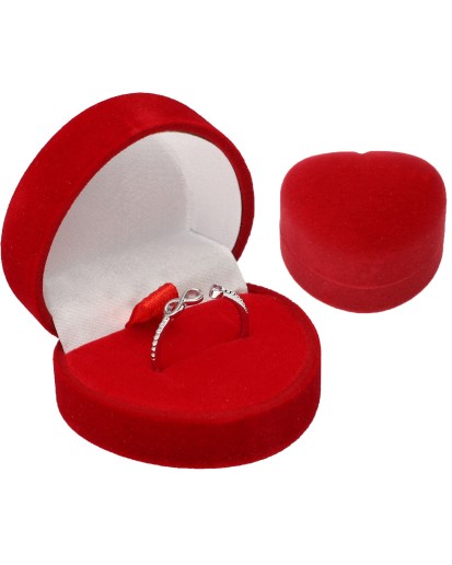 PUDEŁECZKO WELUROWE CZERWONE NA PIERŚCIONEK KOLCZYKI SERCE