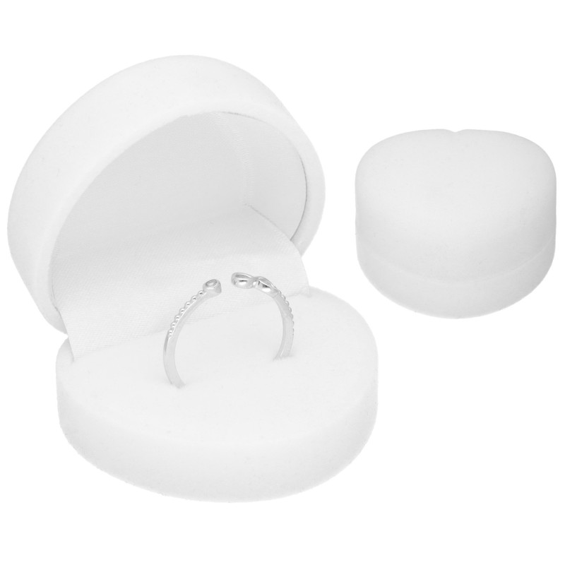 PUDEŁECZKO WELUROWE BIAŁE NA PIERŚCIONEK KOLCZYKI SERCE