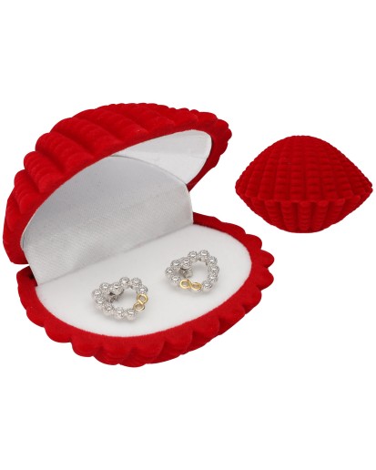 PUDEŁECZKO WELUROWE CZERWONE MUSZELKA KOLCZYKI