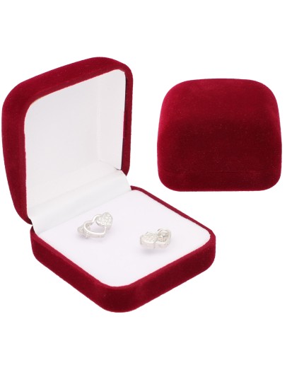 PUDEŁKO BORDOWE WELUROWE NA OBRĄCZKI ŚLUBNE , KOLCZYKI