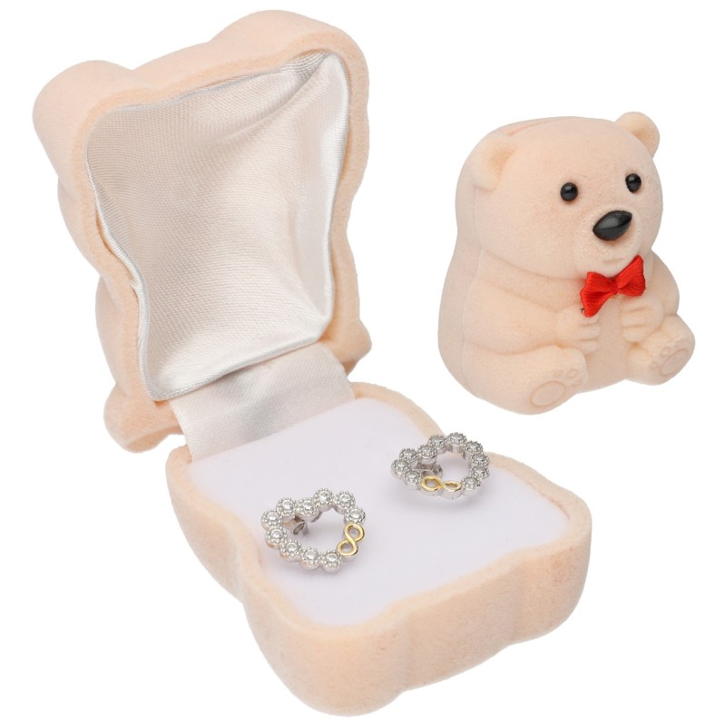 PUDEŁKO WELUROWE KREMOWE NA KOLCZYKI PIERŚCIONEK MIŚ