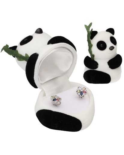 PUDEŁKO WELUROWE  NA KOLCZYKI PIERŚCIONEK PANDA