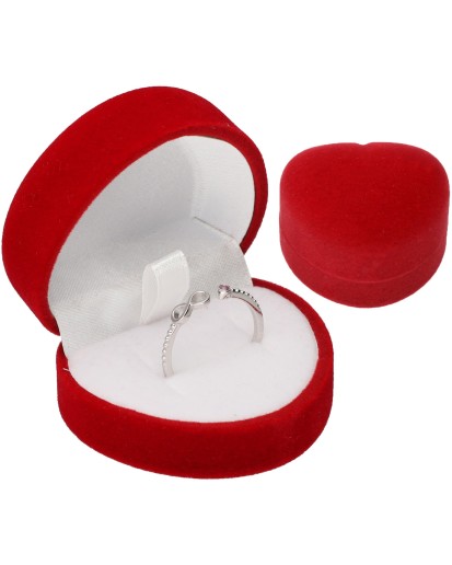 PUDEŁECZKO WELUROWE CZERWONE NA PIERŚCIONEK KOLCZYKI SERCE