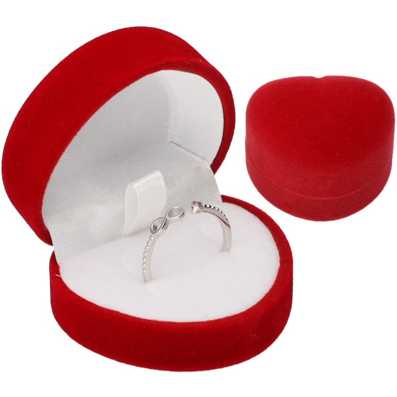 PUDEŁECZKO WELUROWE CZERWONE NA PIERŚCIONEK KOLCZYKI SERCE