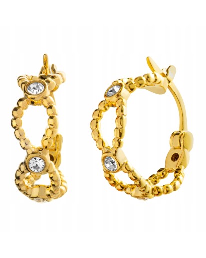 ZŁOTE KOLCZYKI DAMSKIE KÓŁKA CYRKONIA SREBRO 925