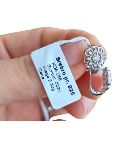 SREBRNE KOLCZYKI DAMSKIE KWIATKI ANGIELSKIE SREBRO AG 925