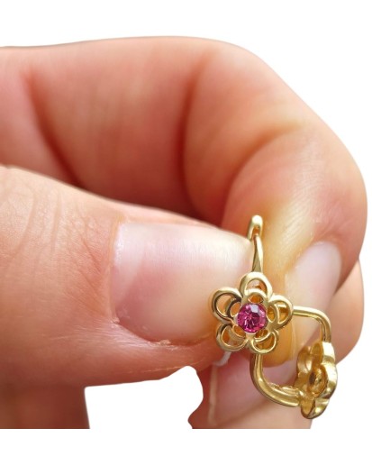 SREBRNE KOLCZYKI DZIECIĘCE ANGIELSKIE KWIATKI  POZŁACANE SREBRO 925